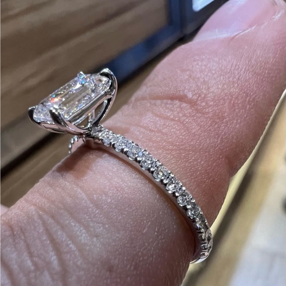 Emerald Cut Diamond Solitaire Engagement Ring - Picture 3 of 6